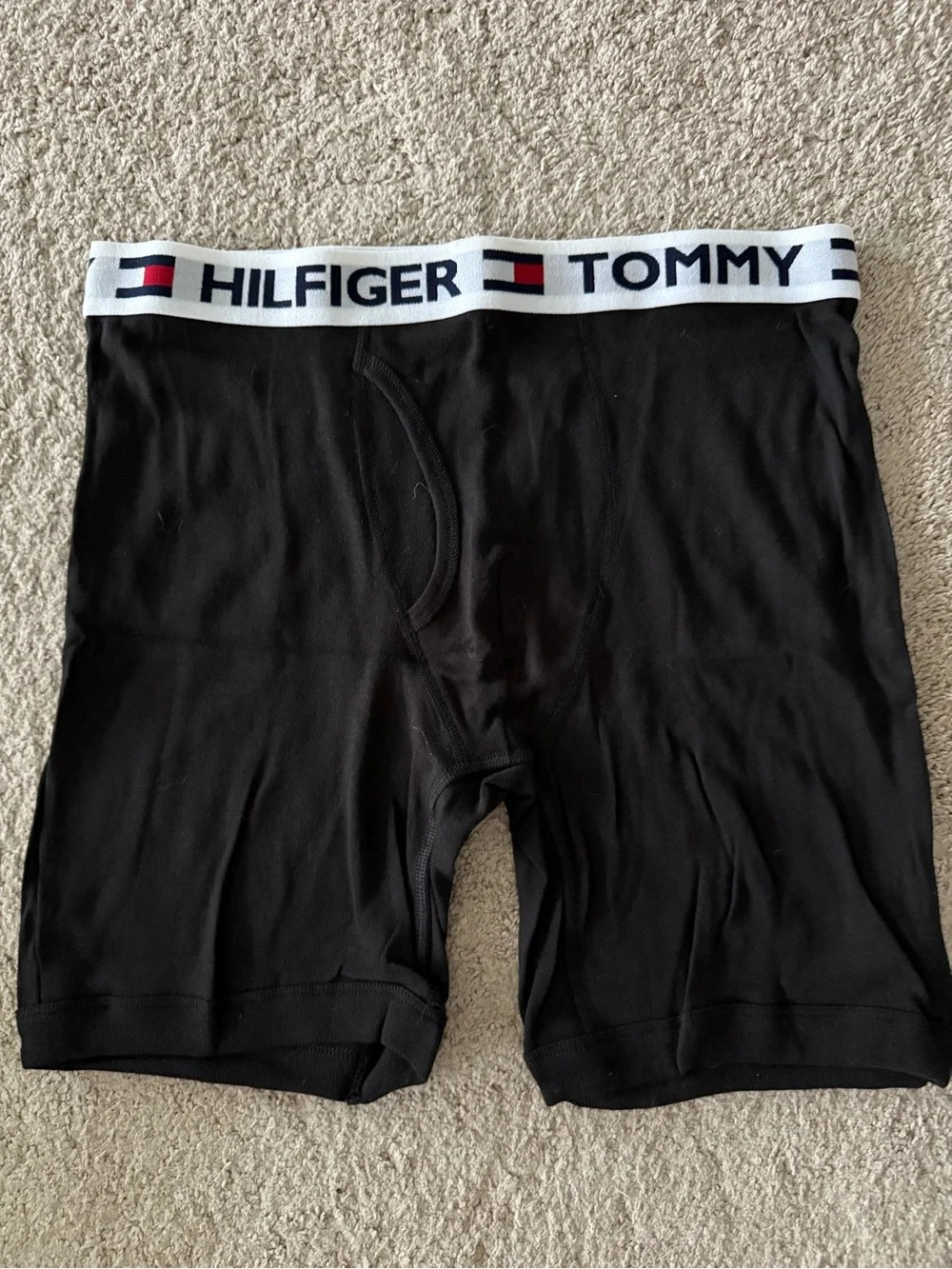 4 Tommy Hilfiger Black Boxer Briefs with White Branded Waistband and Flag Detail